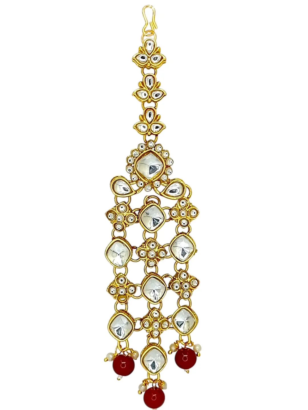 Women Gold-Plated V-Shaped Stone-Studded Jewellery Set