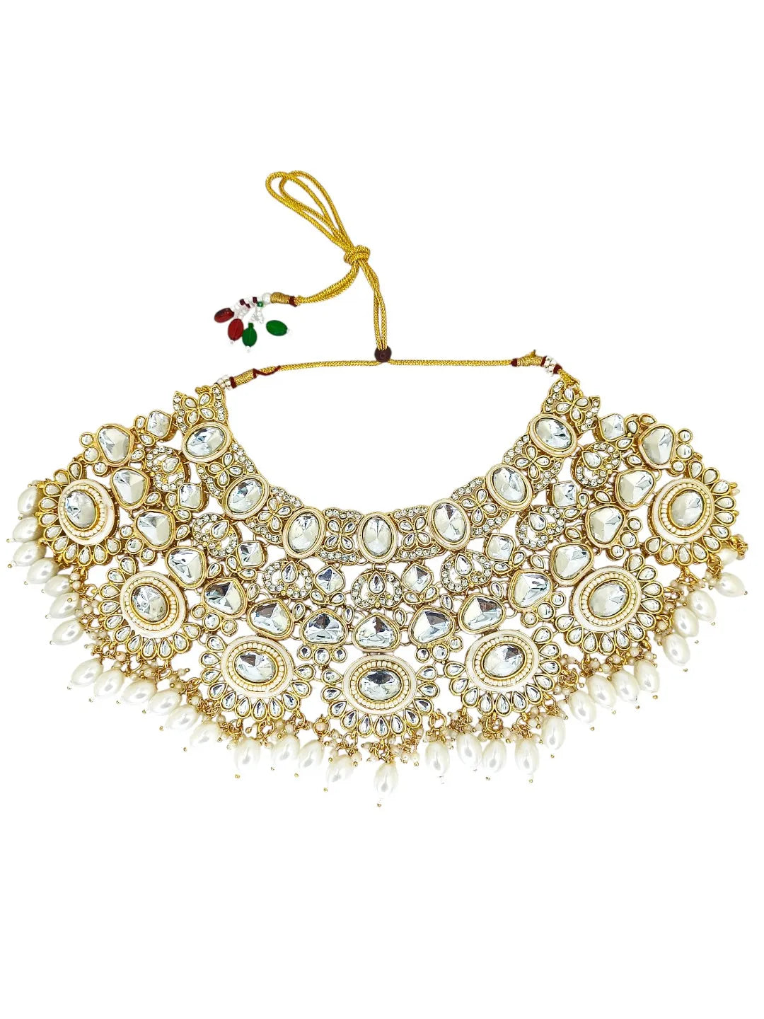 Gold-Plated Kundan Stones Stud Jewellery Set