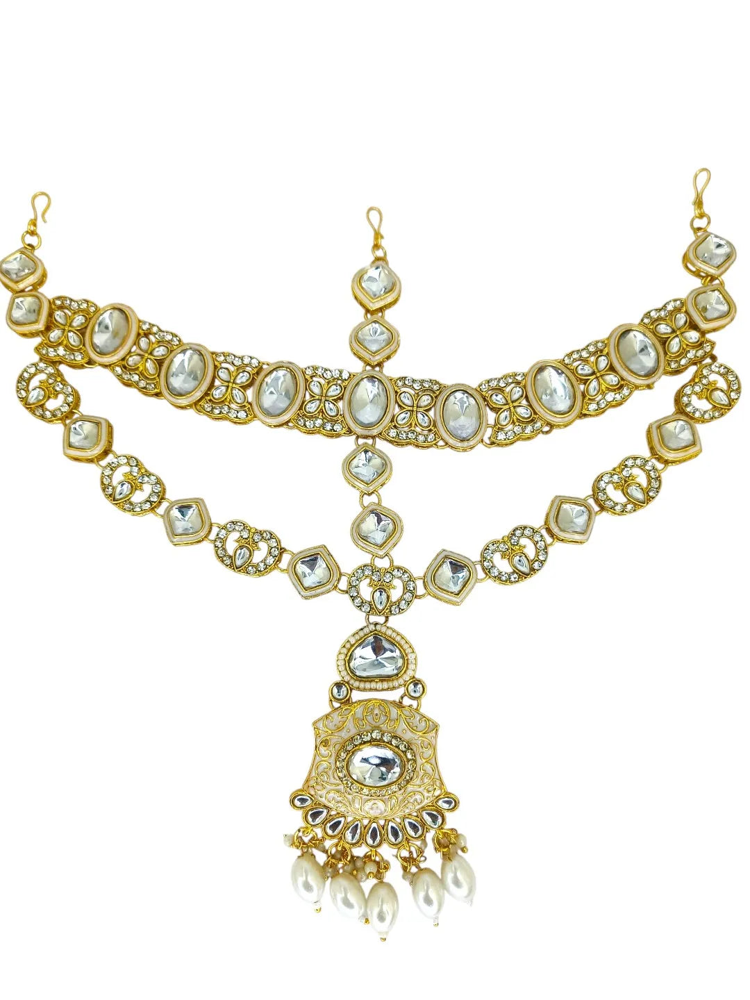 Gold-Plated Kundan Stones Stud Jewellery Set