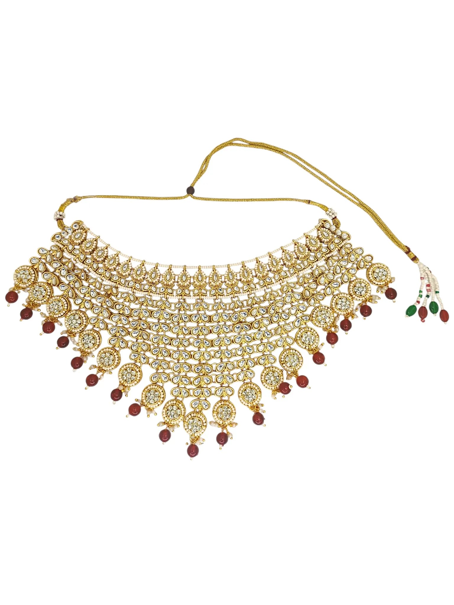 Gold-Plated Kundan Maang Tika and Earrings