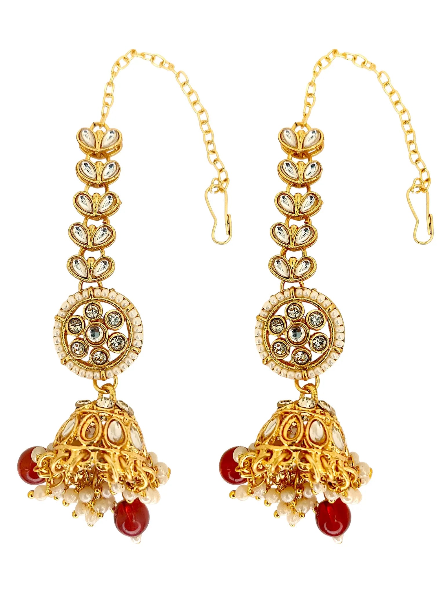 Gold-Plated Kundan Maang Tika and Earrings