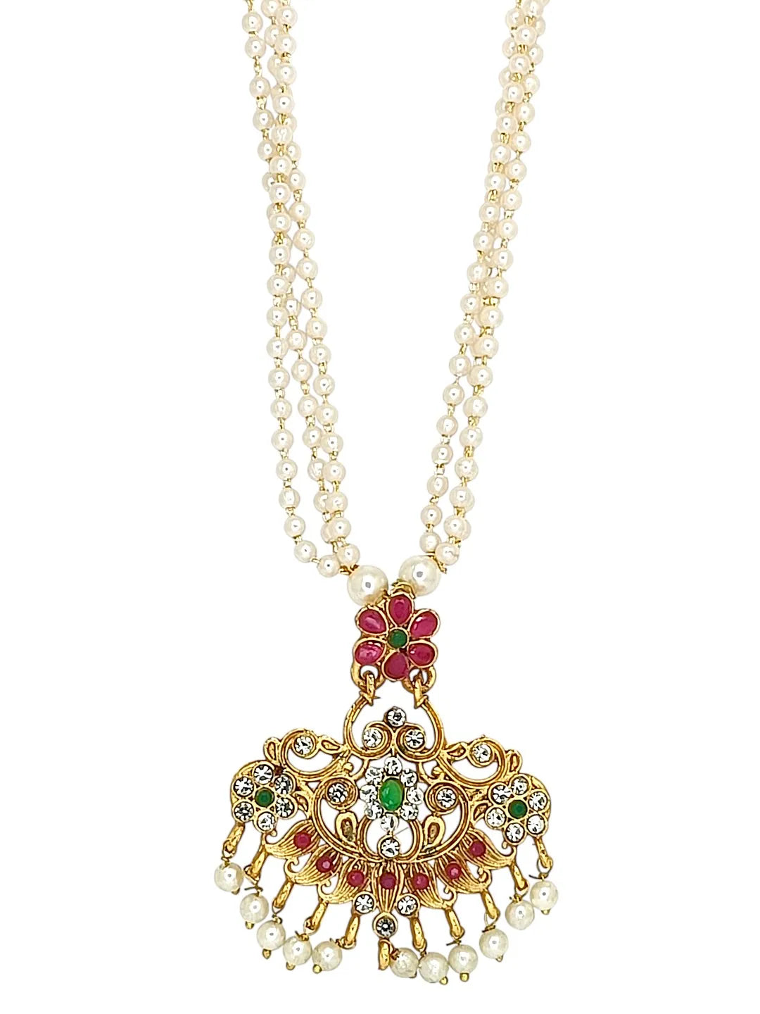 Gold-Plated Layered Cubic Zirconia Necklace and Earrings