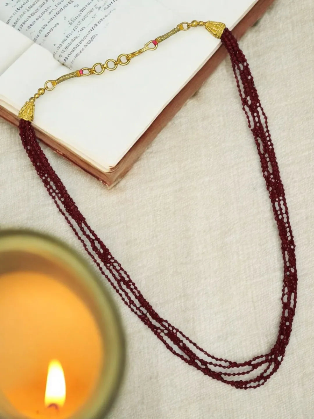 Red Beaded Layered Necklace