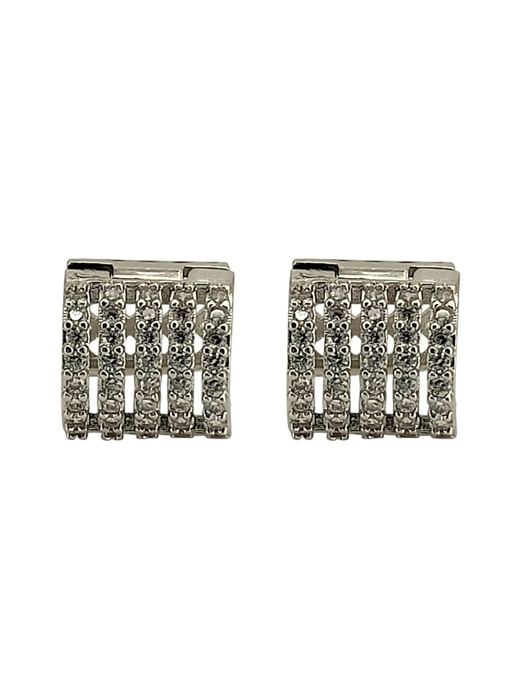 Silver Plated Anti Tarnish American Diamond Hoop Earrings