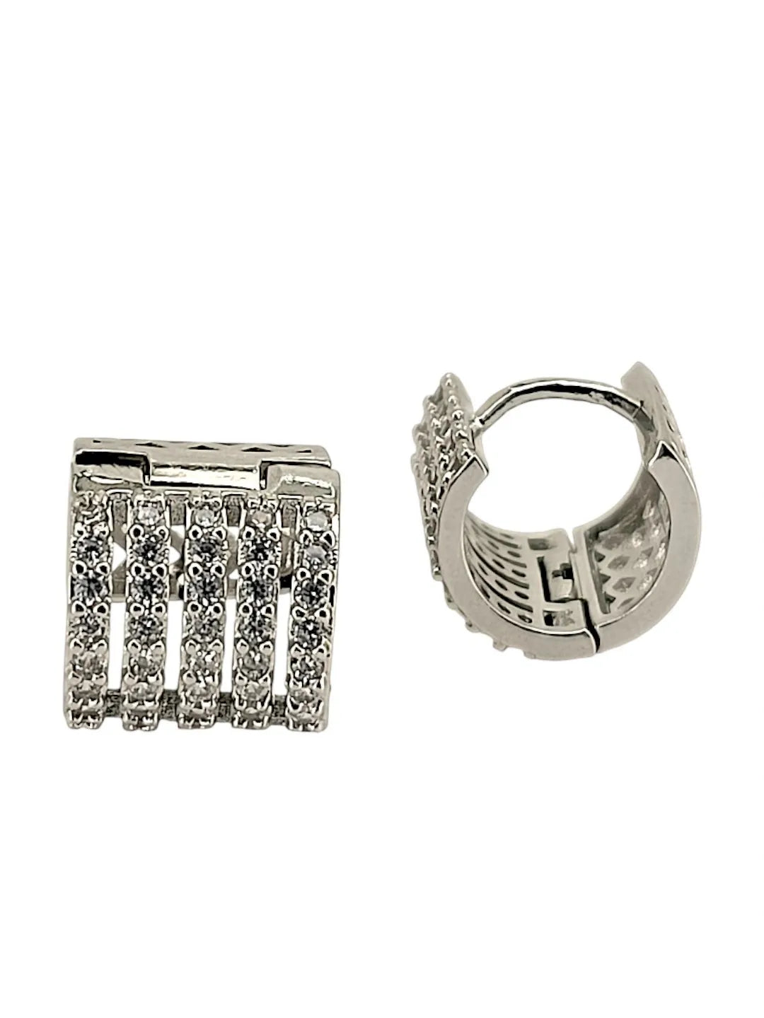 Silver Plated Anti Tarnish American Diamond Hoop Earrings