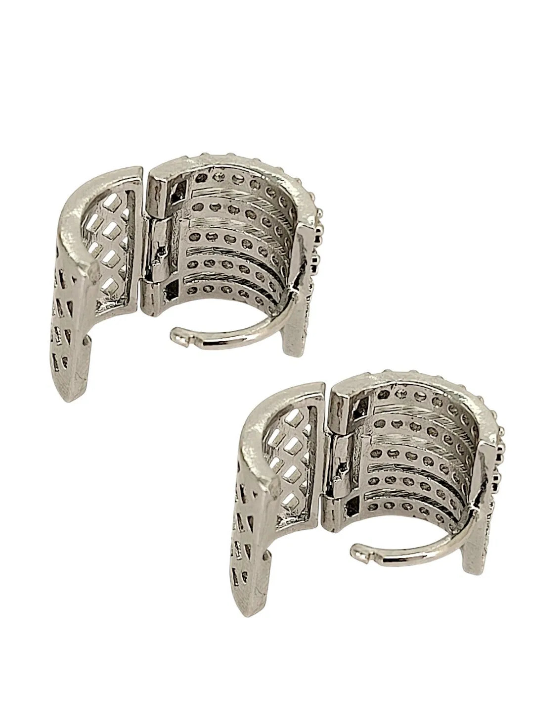 Silver Plated Anti Tarnish American Diamond Hoop Earrings
