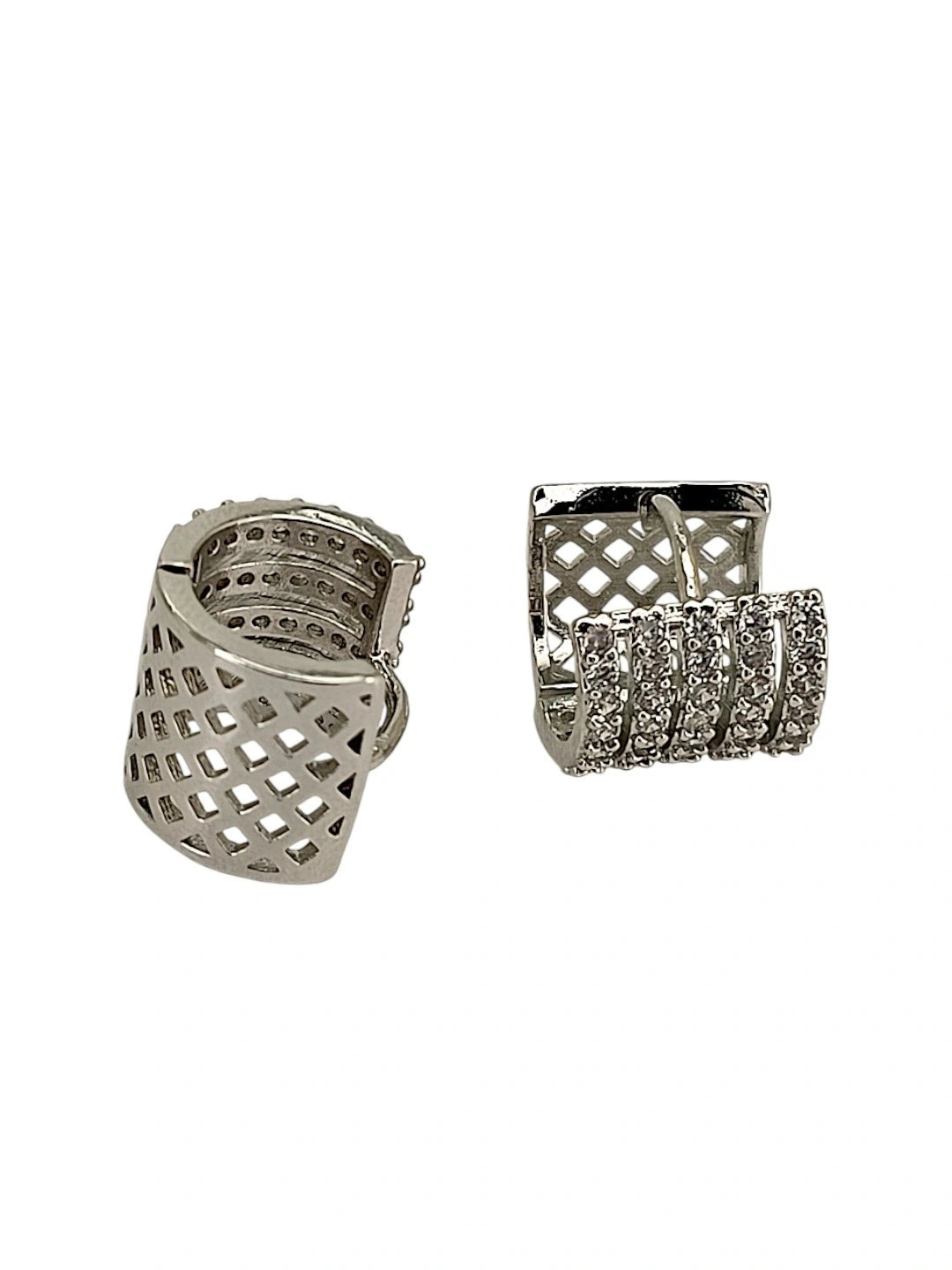 Silver Plated Anti Tarnish American Diamond Hoop Earrings