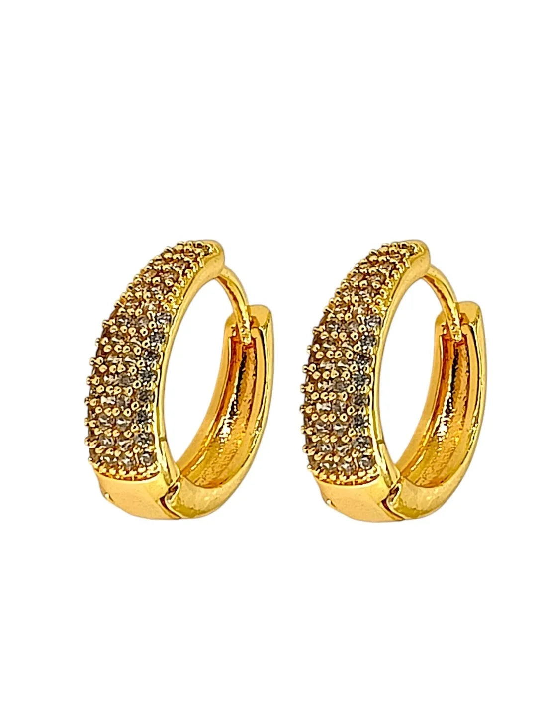 Gold Plated American Diamond Huggie Hoop Earrings
