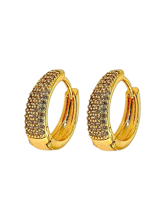 Gold Plated American Diamond Huggie Hoop Earrings