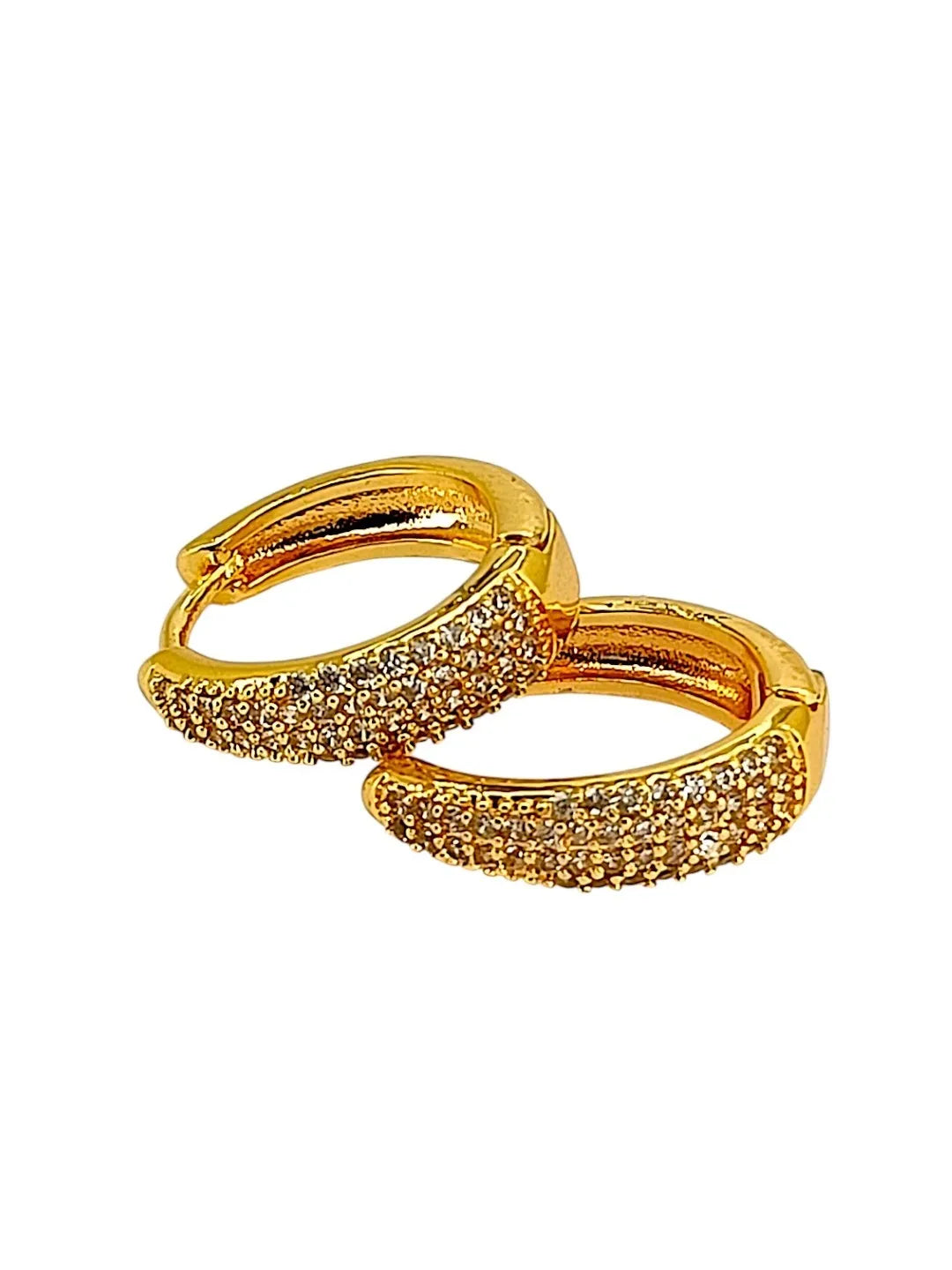 Gold Plated American Diamond Huggie Hoop Earrings