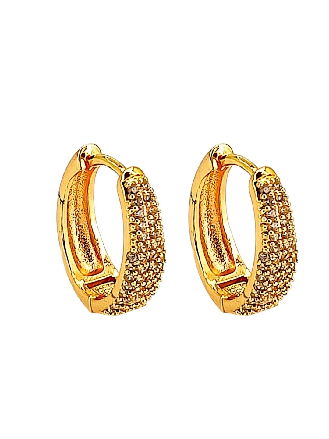 Gold Plated American Diamond Huggie Hoop Earrings