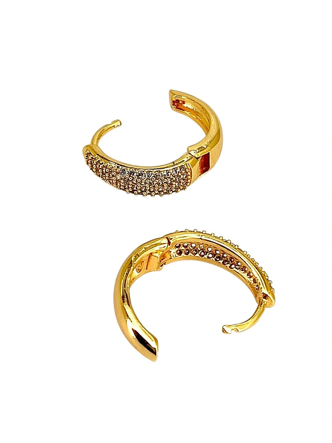 Gold Plated American Diamond Huggie Hoop Earrings