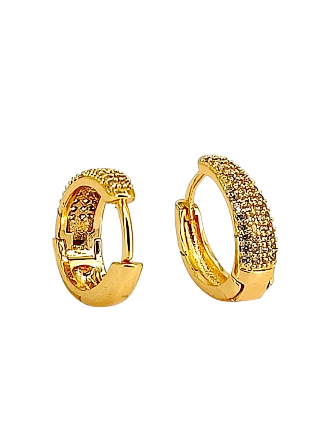 Gold Plated American Diamond Huggie Hoop Earrings