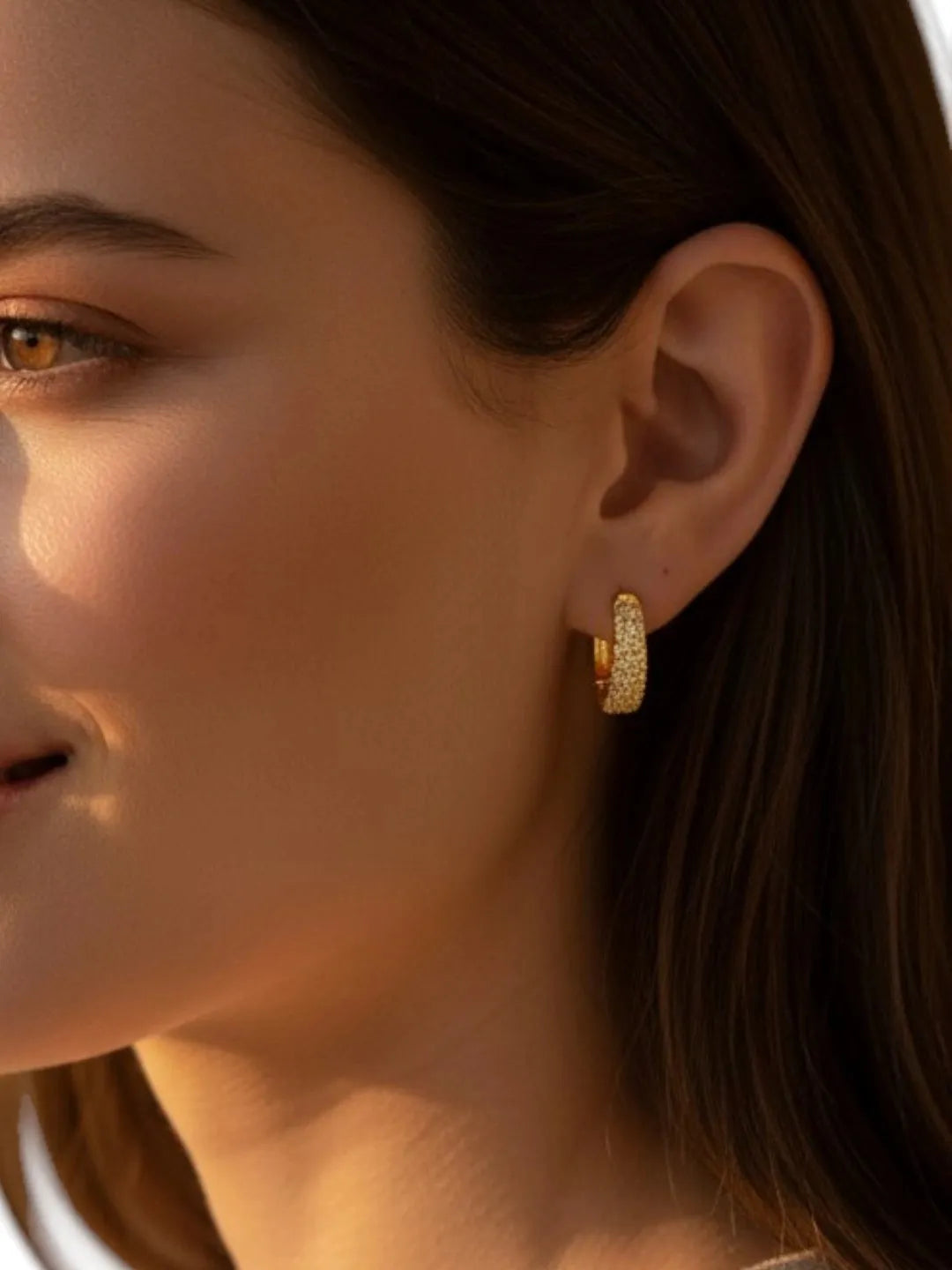 Gold Plated American Diamond Huggie Hoop Earrings