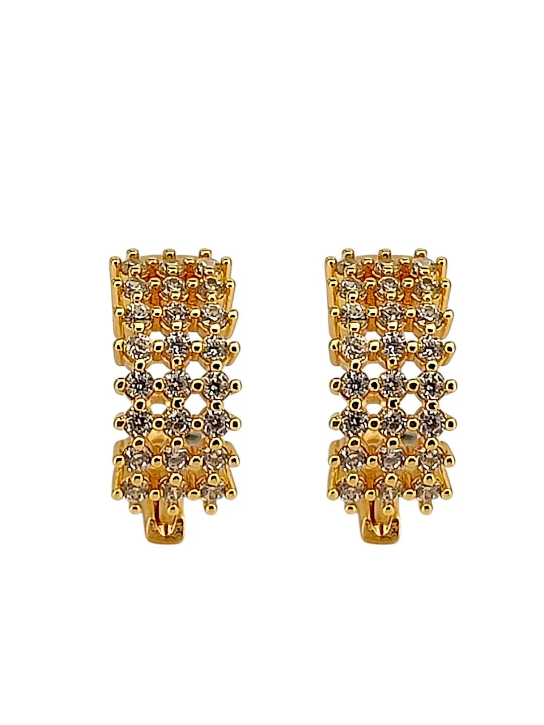Gold Plated Anti Tarnish American Diamond Hoop Earrings