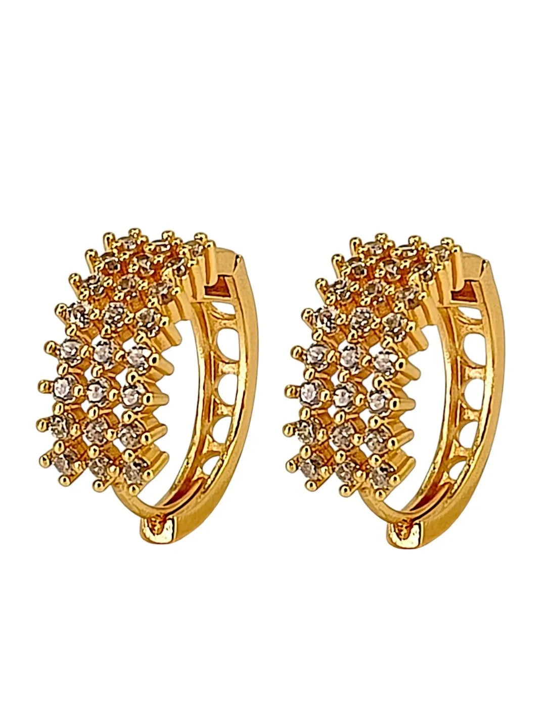 Gold Plated Anti Tarnish American Diamond Hoop Earrings