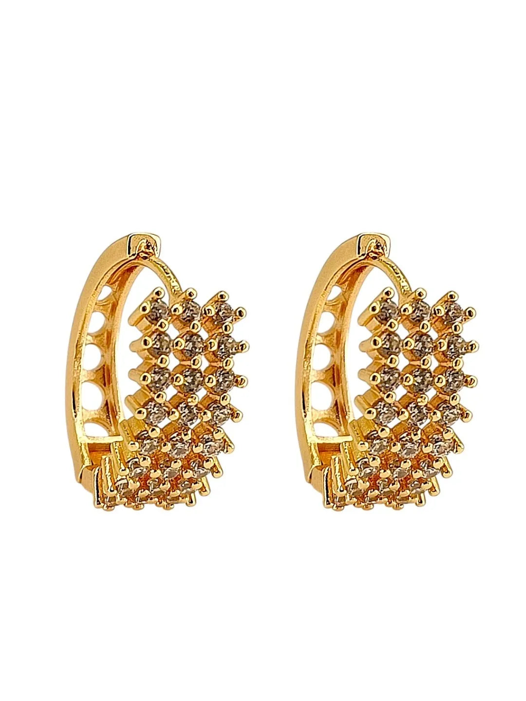 Gold Plated Anti Tarnish American Diamond Hoop Earrings