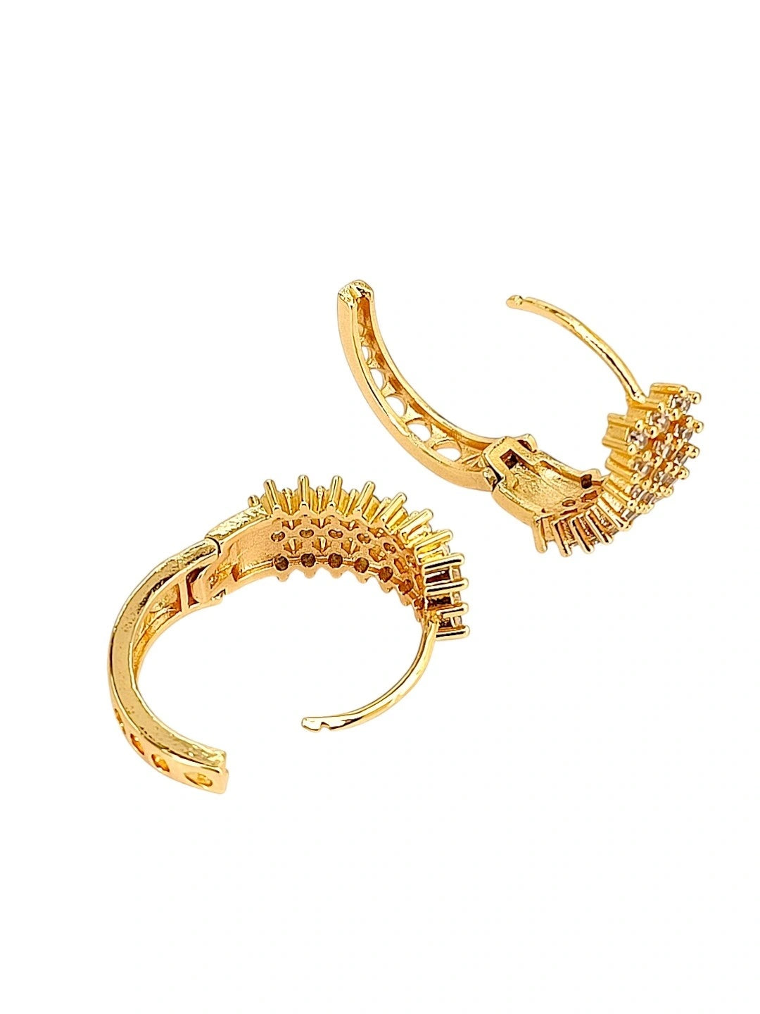 Gold Plated Anti Tarnish American Diamond Hoop Earrings