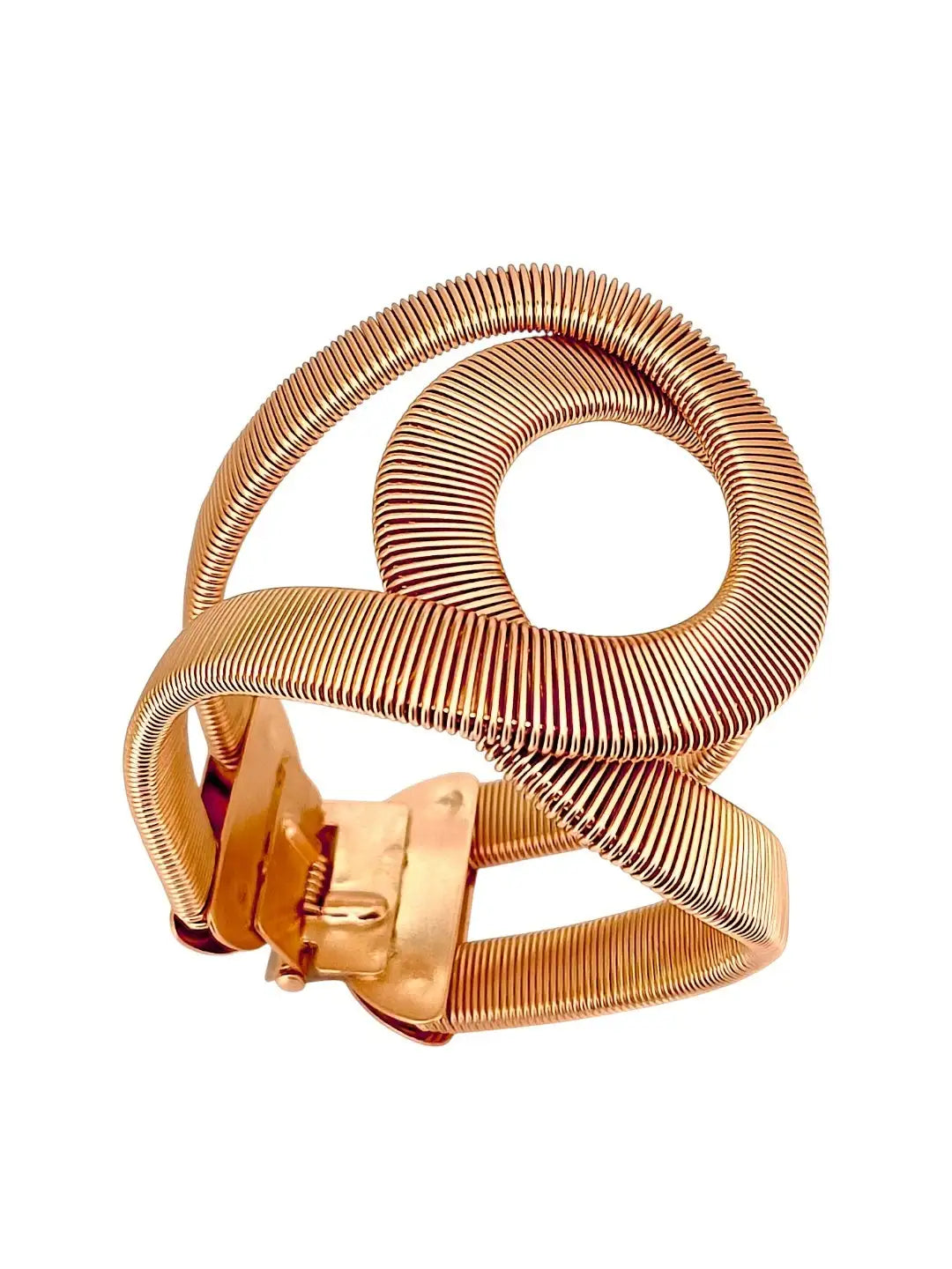 Women Gold Plated Spiral Cuff Bracelet