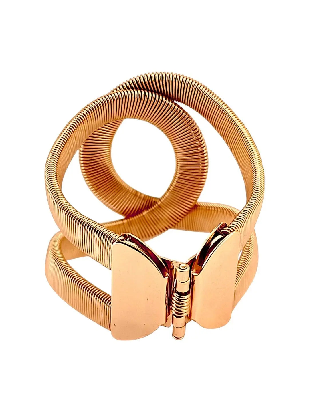 Women Gold Plated Spiral Cuff Bracelet