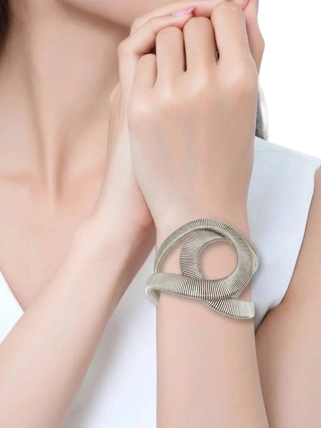 Women Antique Silver Plated Cuff Bracelet