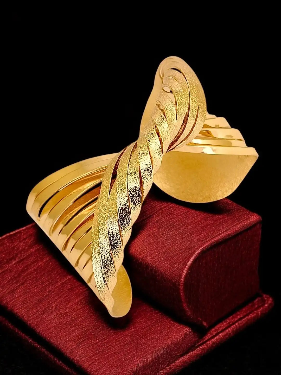 Women Gold Plated Bow Shaped Cuff Bracelet