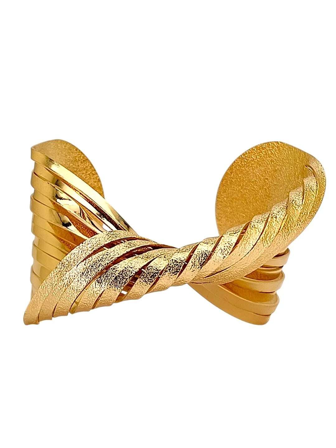 Women Gold Plated Bow Shaped Cuff Bracelet