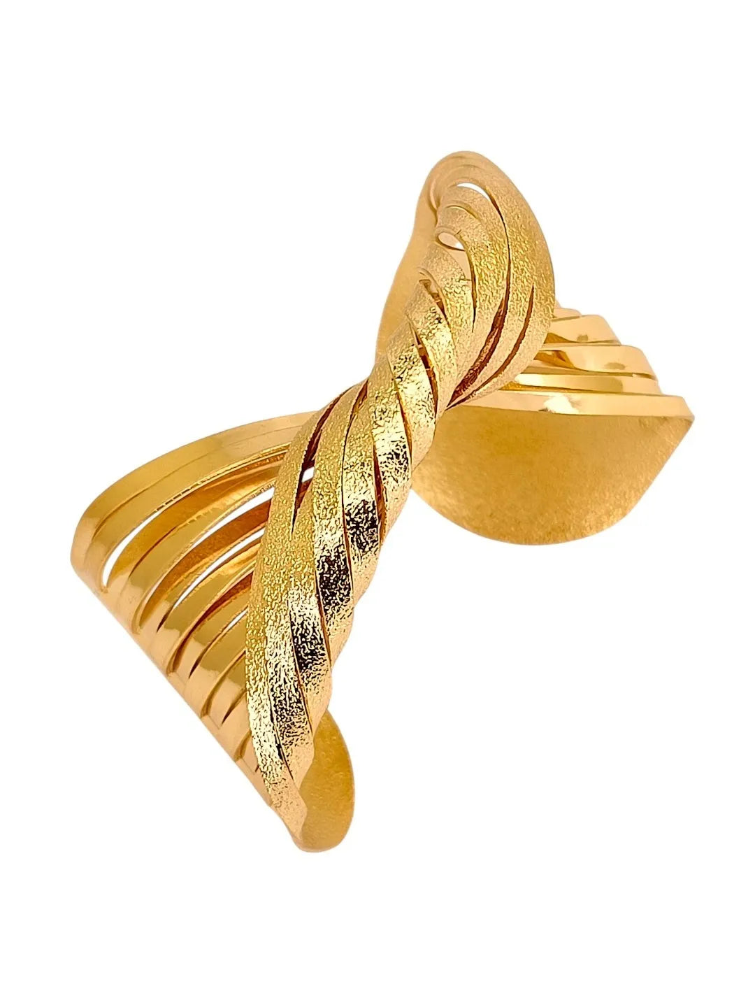 Women Gold Plated Bow Shaped Cuff Bracelet
