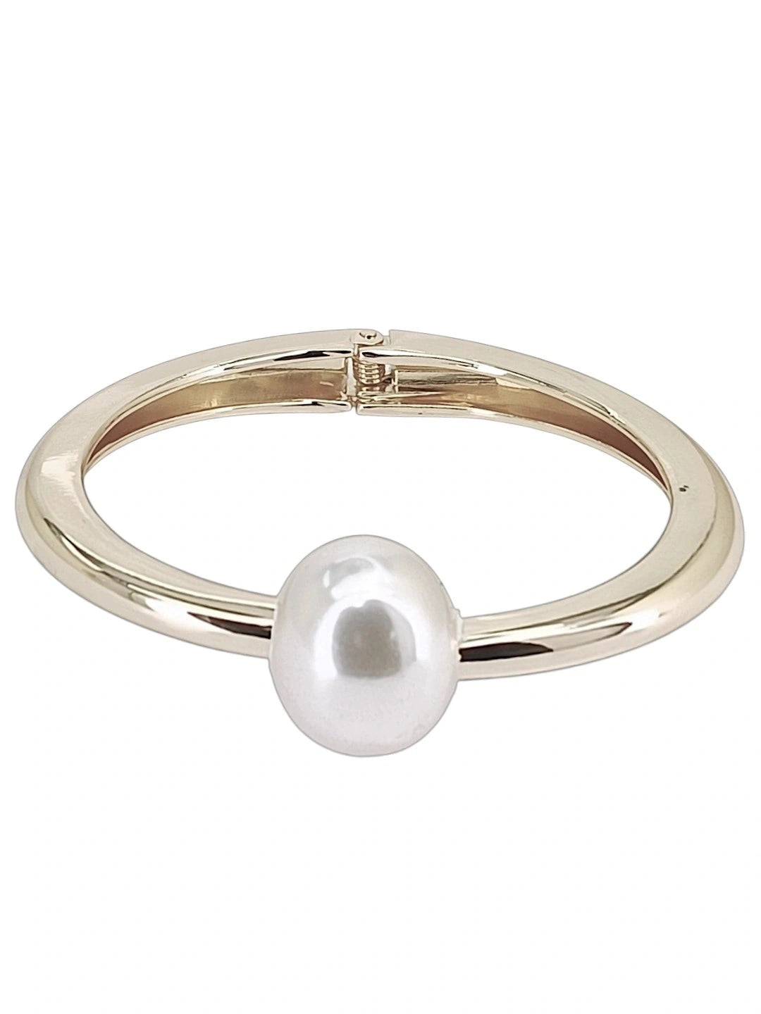 Women Silver Plated Pearl Cuff Bracelet