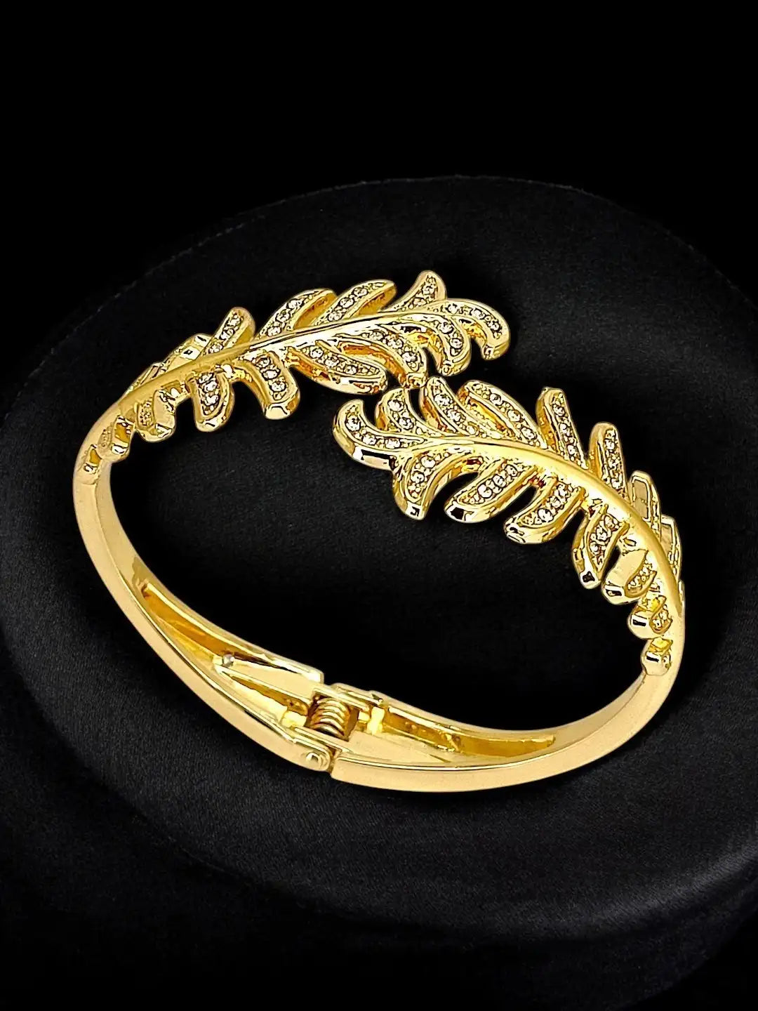 Women Cubic Zirconia Gold Plated Cuff Bracelet