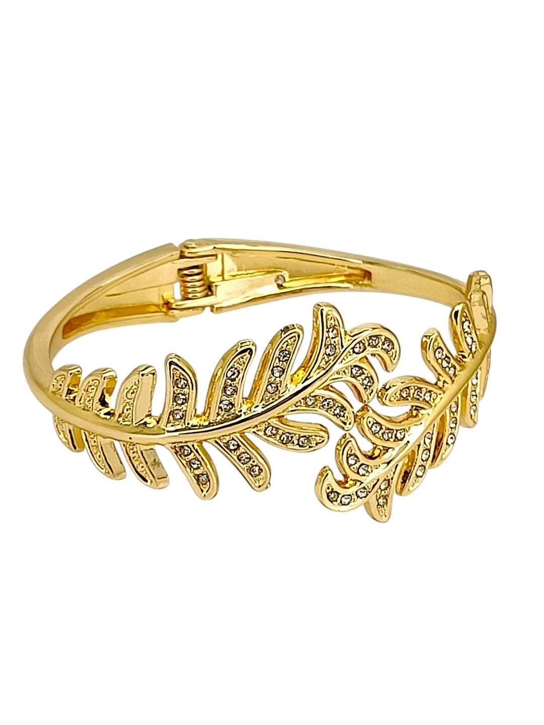 Women Cubic Zirconia Gold Plated Cuff Bracelet
