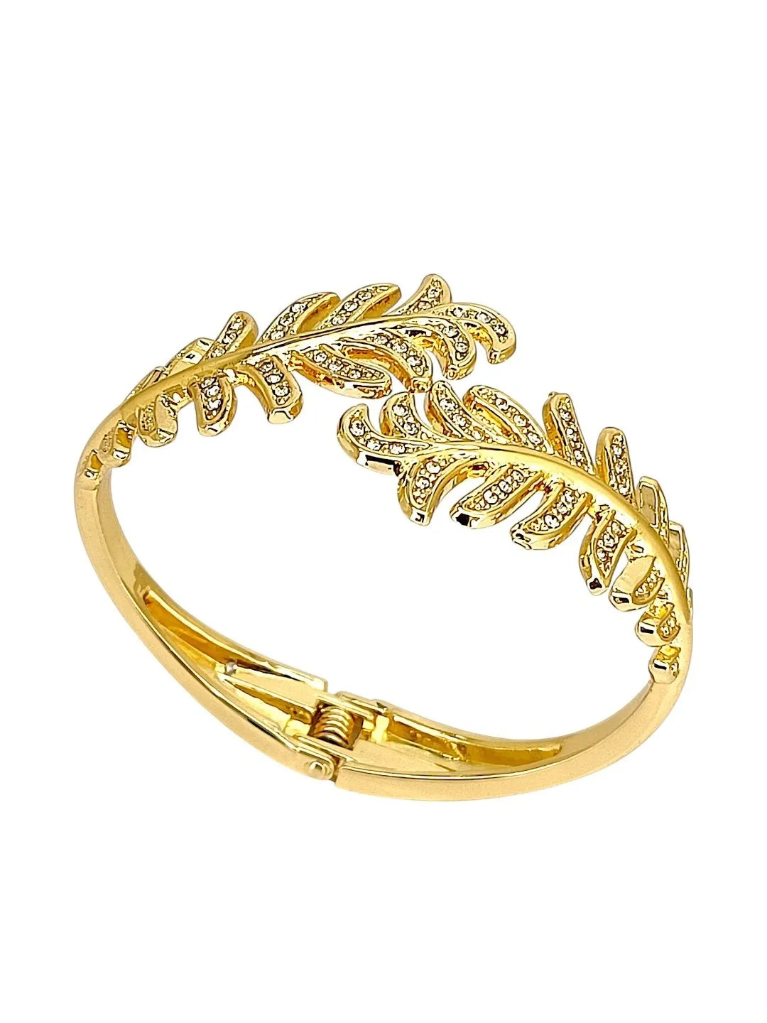 Women Cubic Zirconia Gold Plated Cuff Bracelet