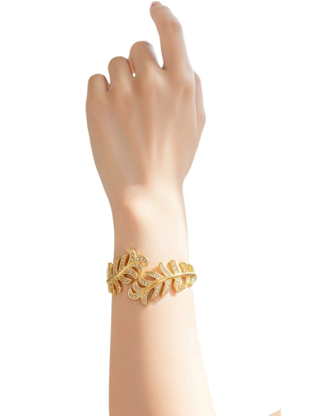 Women Cubic Zirconia Gold Plated Cuff Bracelet
