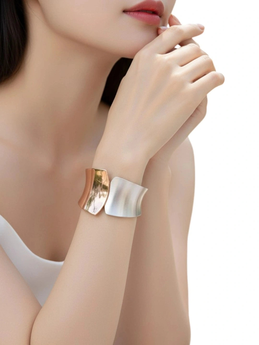 Silver & Rose gold Cuff Bracelet