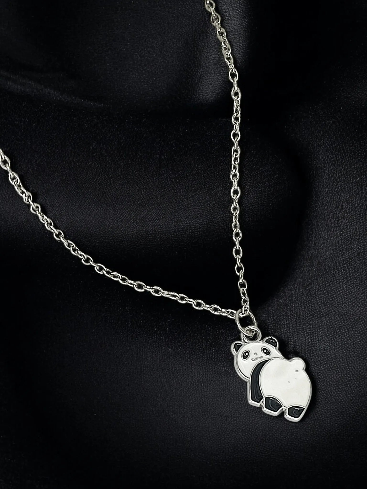 Silver-Plated Cute Panda Necklace
