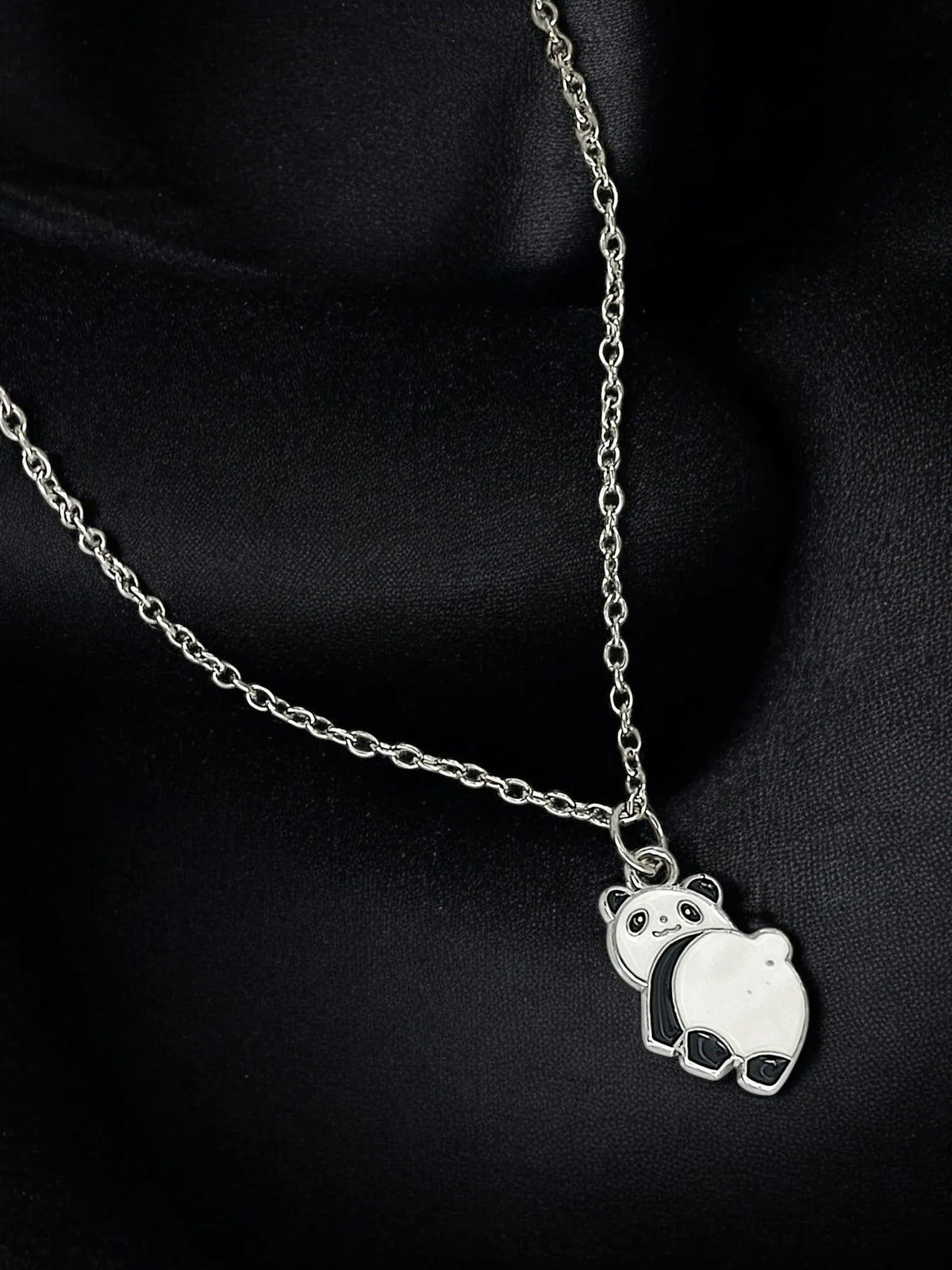 Silver-Plated Cute Panda Necklace
