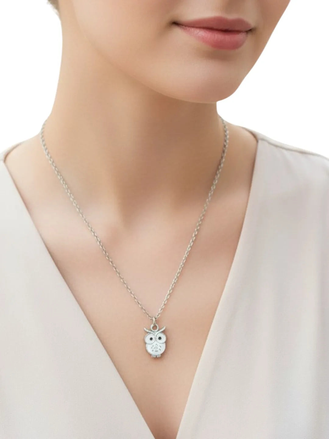 Silver-Plated Tri Owl Shaped Necklace