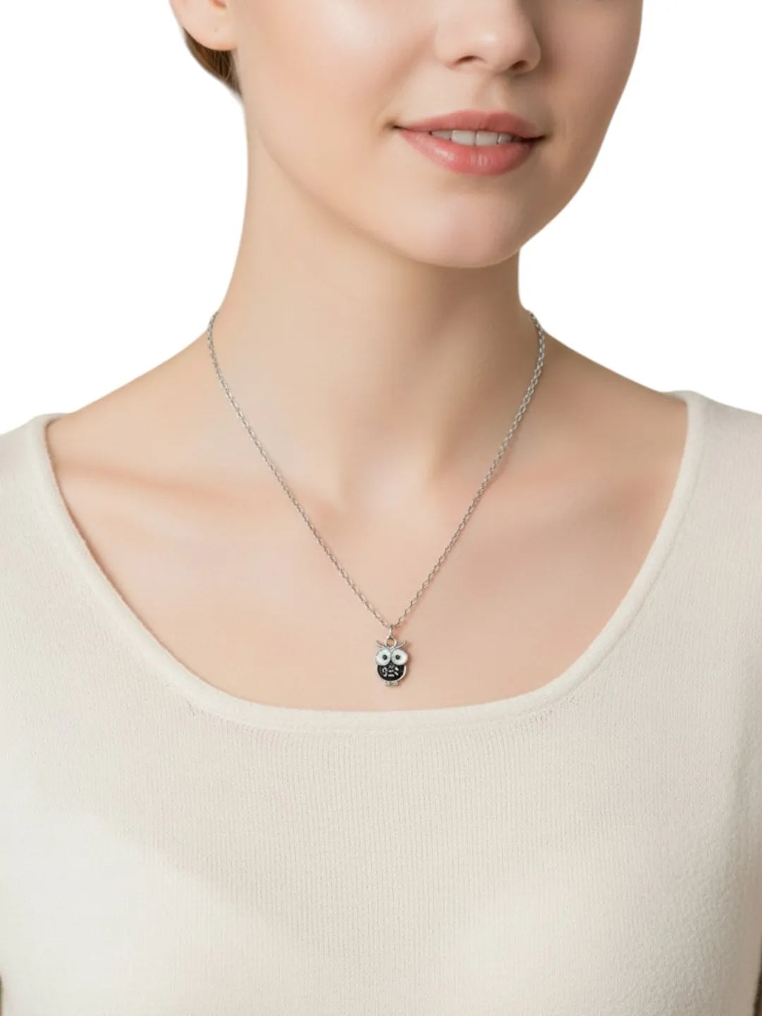 Silver-Plated Tri Owl Shaped Necklace