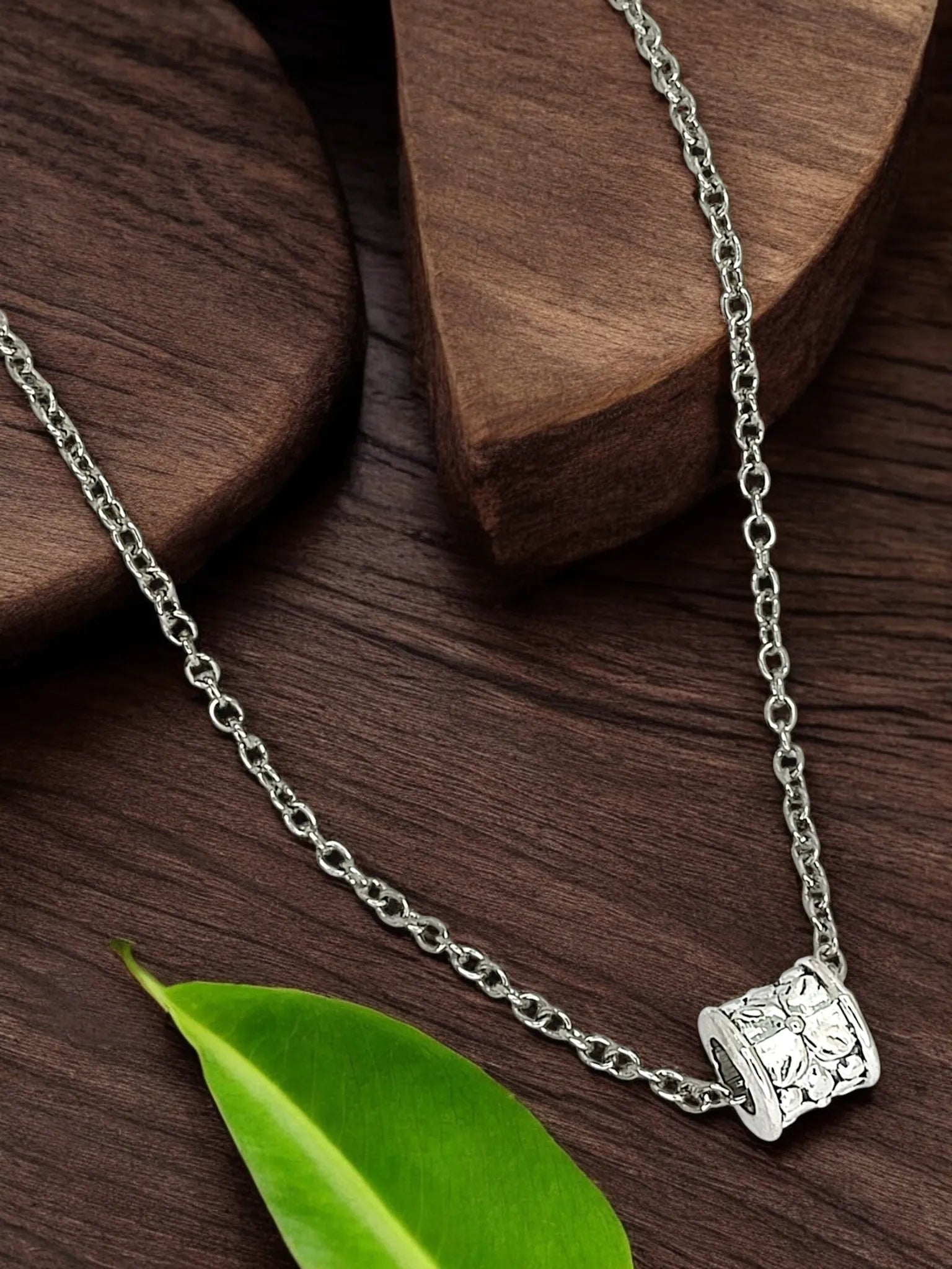Silver-Plated Oxidised Necklace