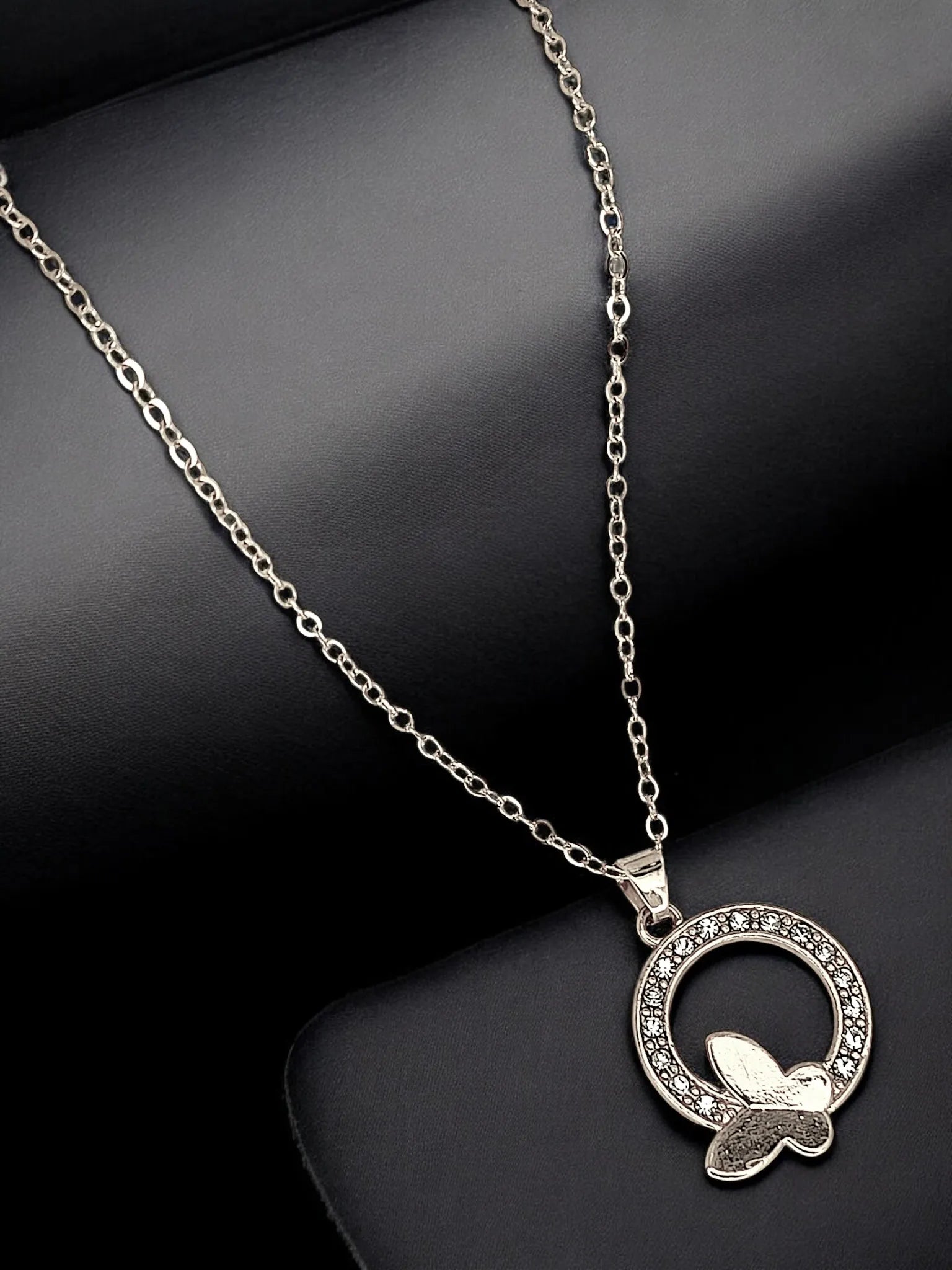 Silver-Plated Butterfly Charm Necklace