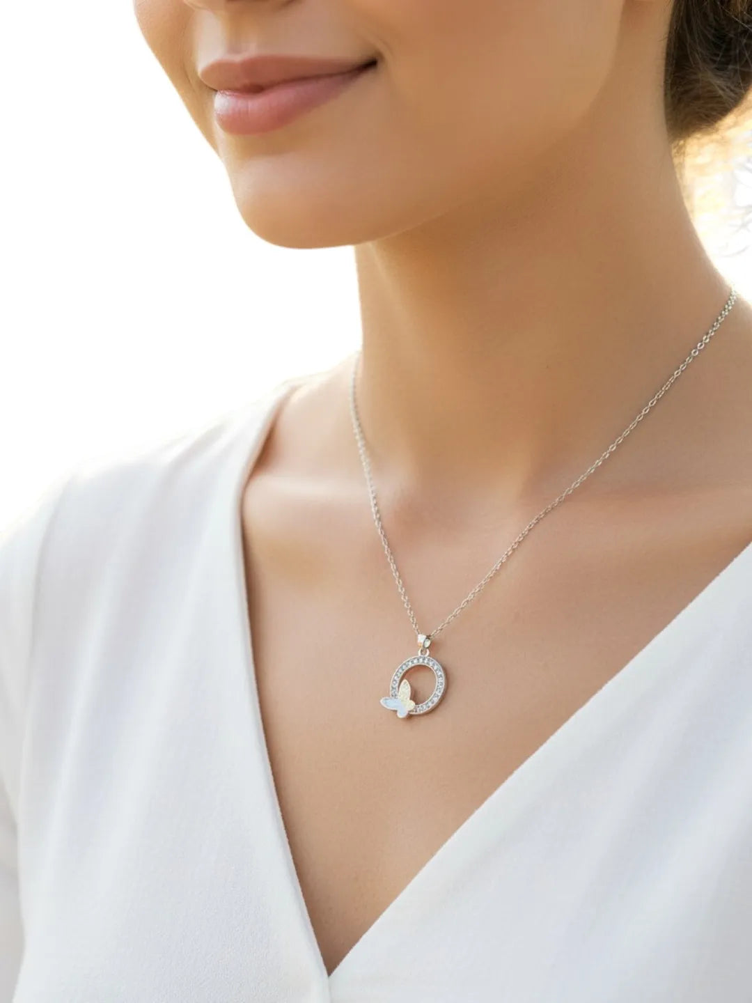 Silver-Plated Butterfly Charm Necklace