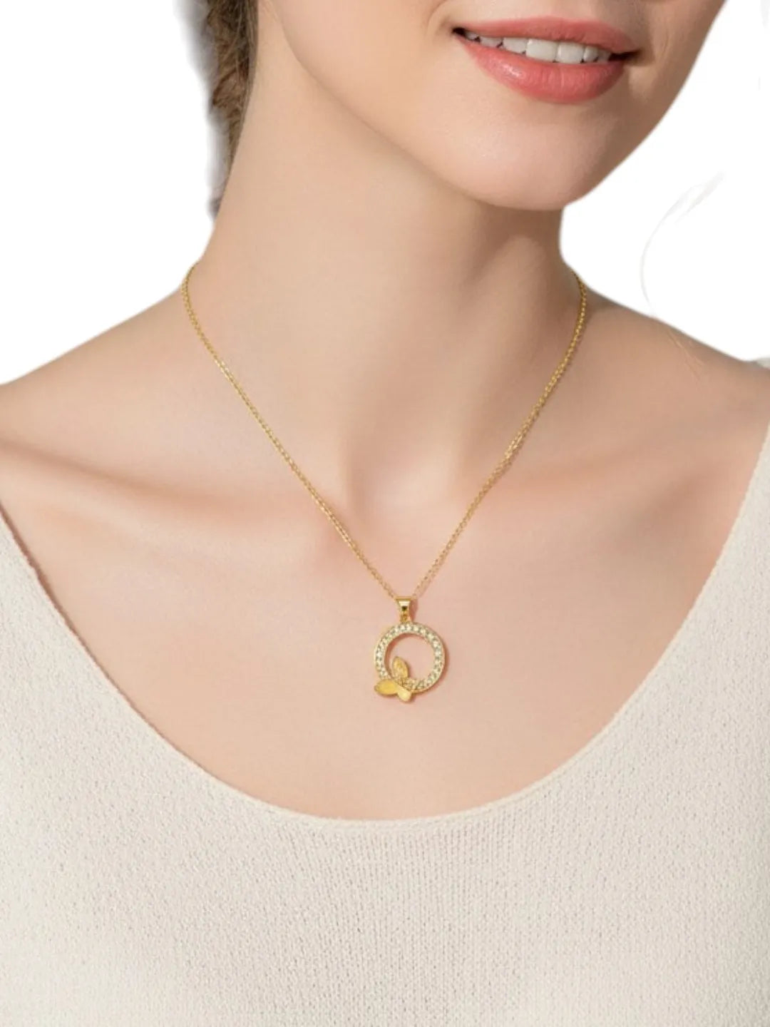 Gold-Plated Butterfly Charm Necklace