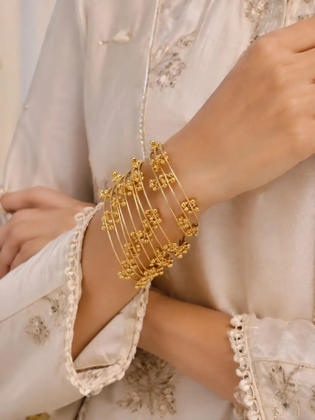 Gold Plated Set Of 8 Kashmiri Ghungroo Bangles