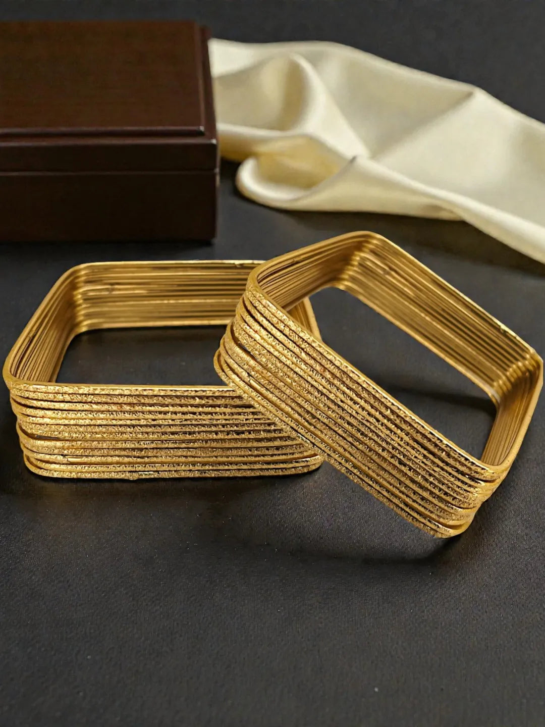 Set Of 24 Gold Plated Square Shimmer Bangles Set