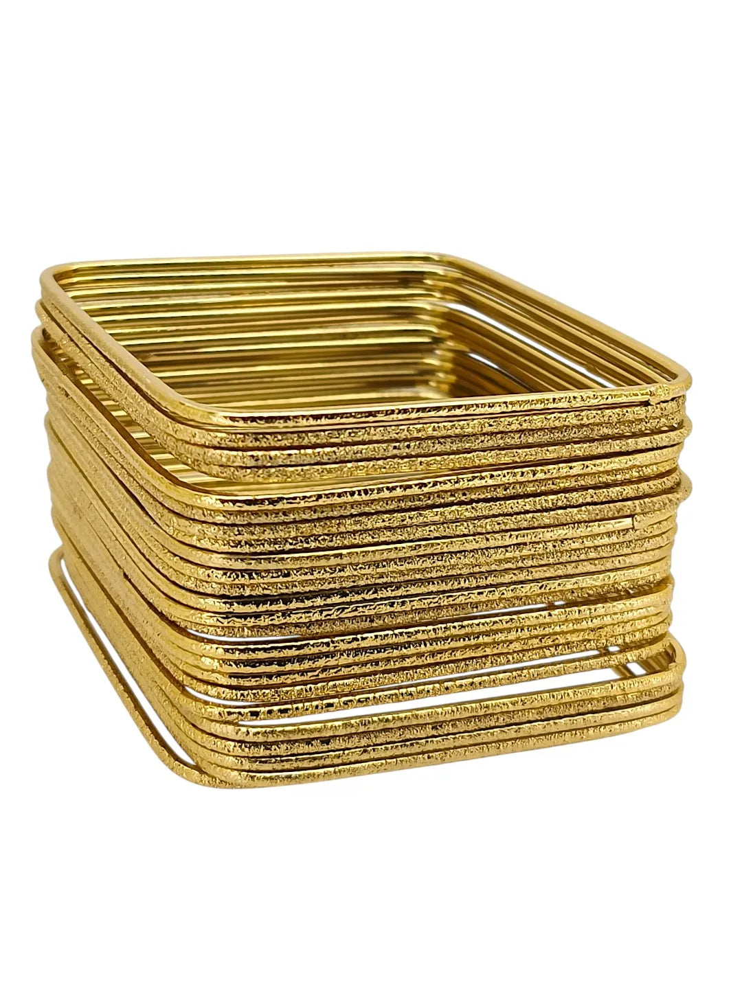 Set Of 24 Gold Plated Square Shimmer Bangles Set