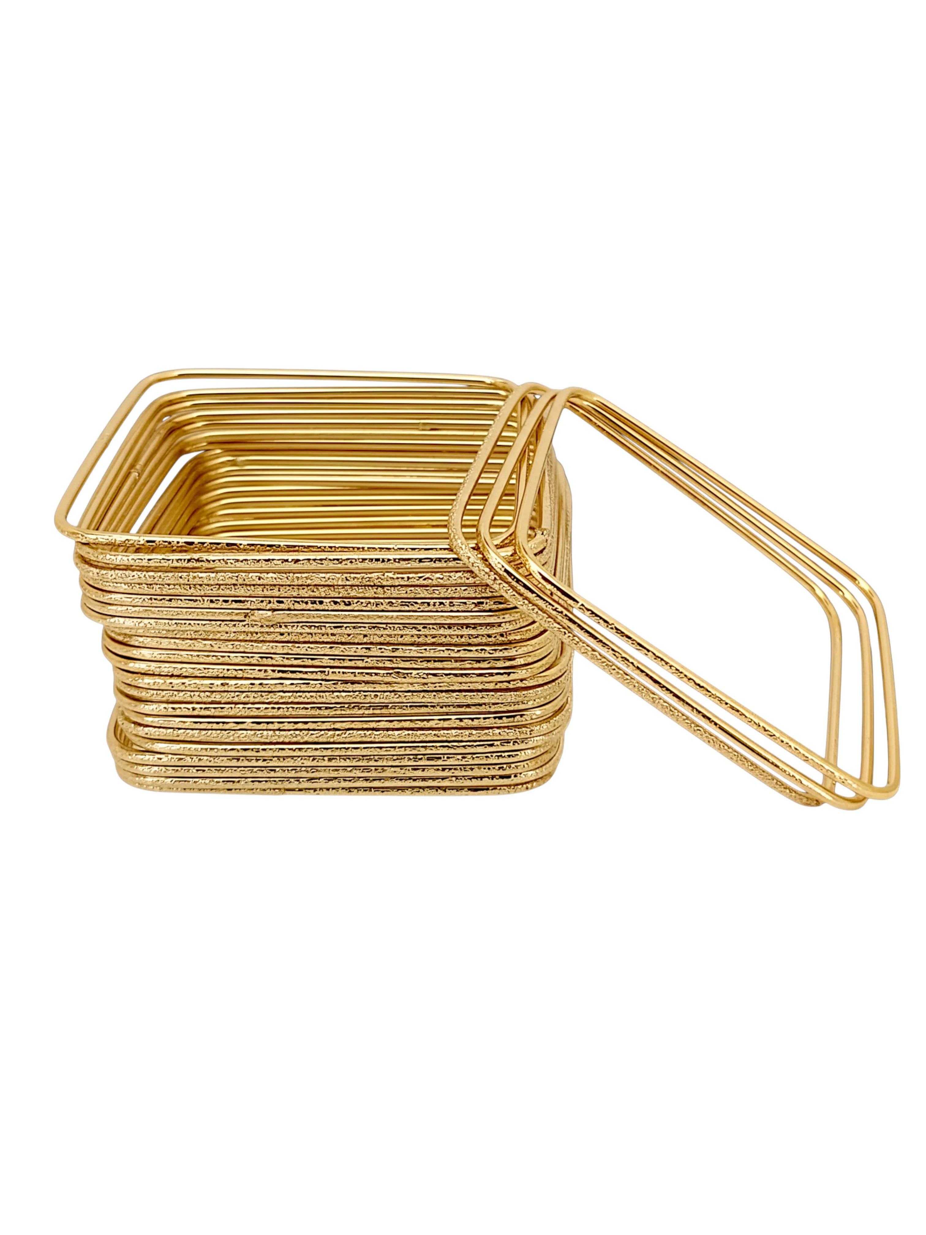 Set Of 24 Gold Plated Square Shimmer Bangles Set