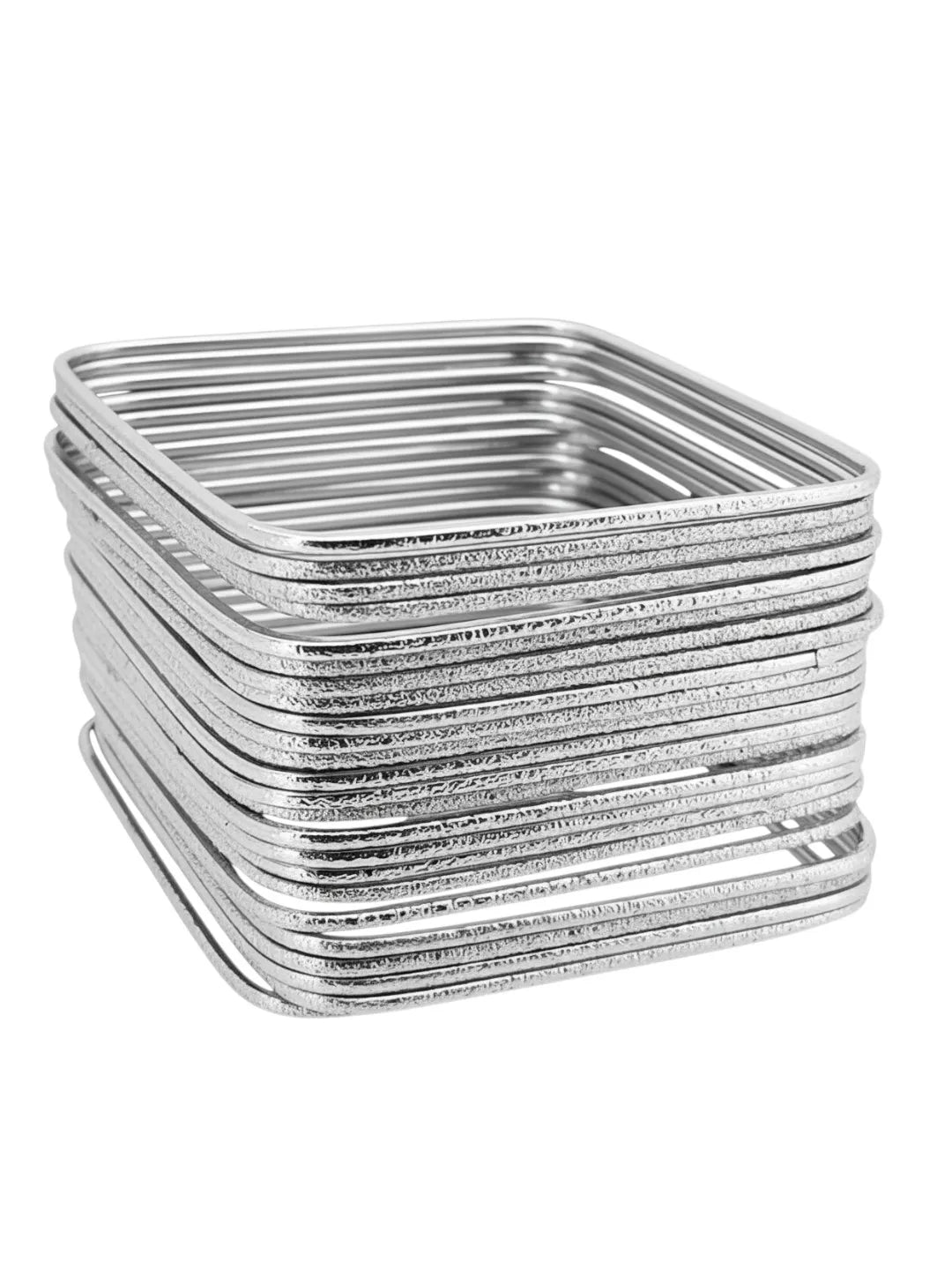 Set Of 24 Silver Plated Square Shimmer Bangles Set