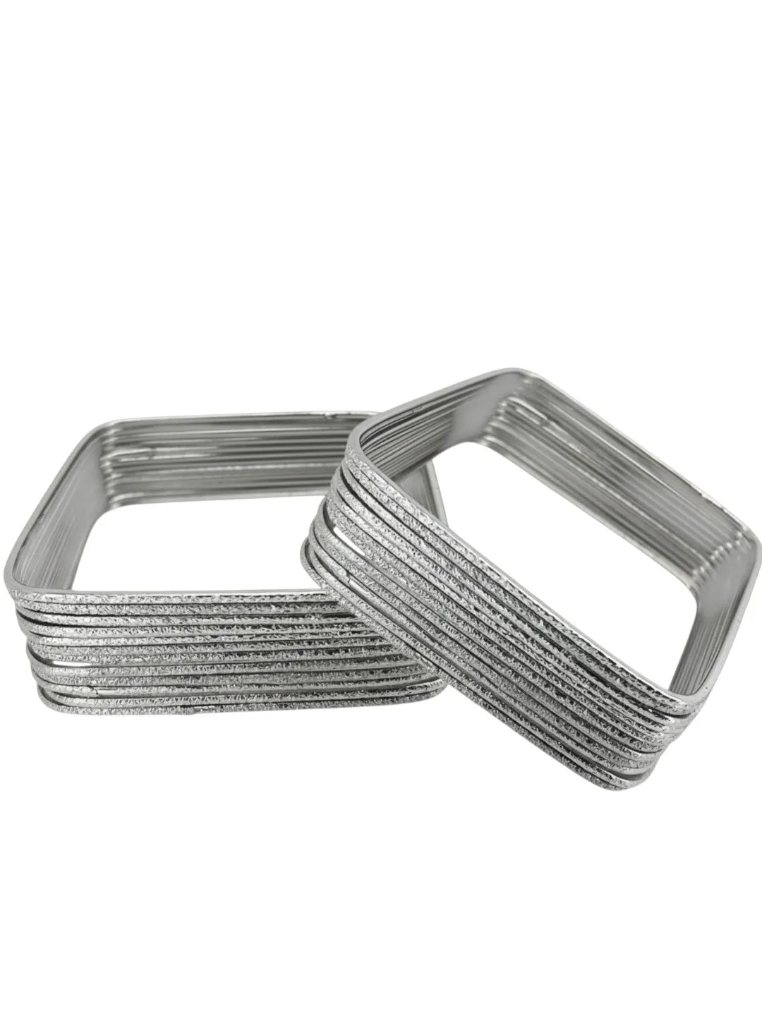 Set Of 24 Silver Plated Square Shimmer Bangles Set