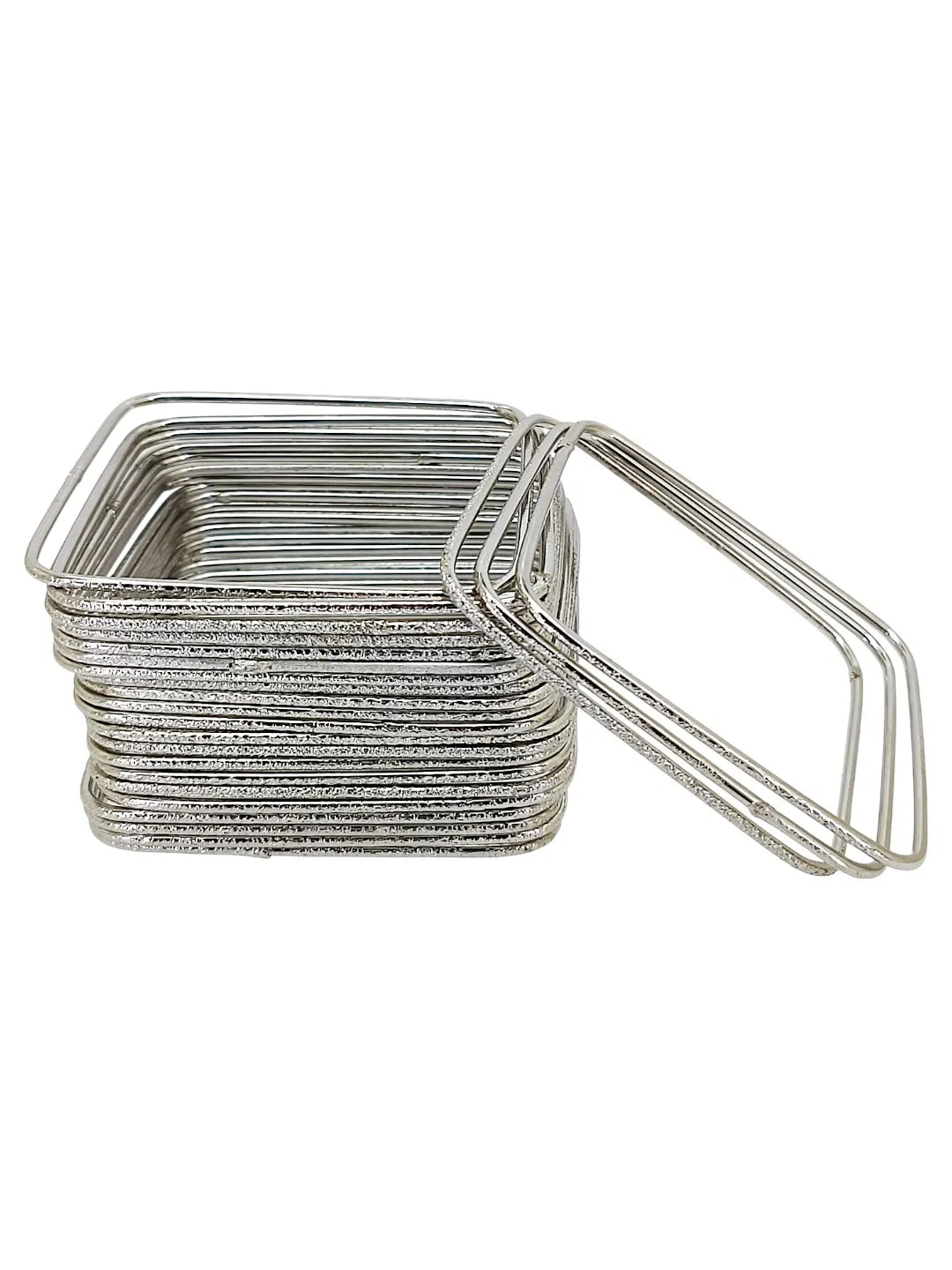 Set Of 24 Silver Plated Square Shimmer Bangles Set