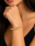 Anti-Tarnish Gold-Toned CZ Studded Nail Design Bracelet